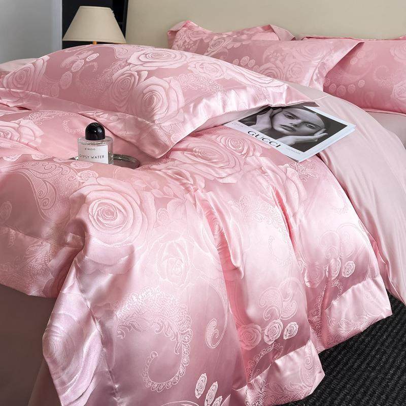 式贡提花四件缎套轻奢床欧单床被套单人双人被罩婚庆上用思梵-苏