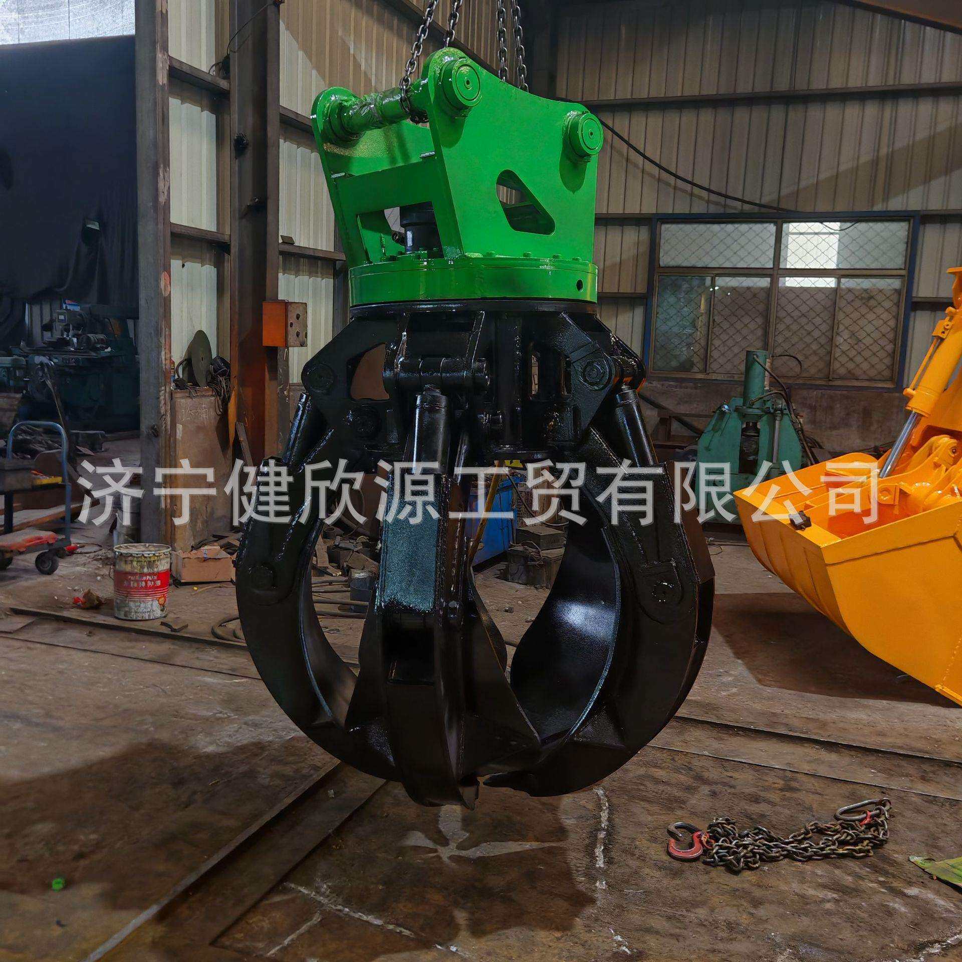 液压多瓣莲花抓斗行车夹废钢铁半封闭小型机械设备挖机旋转梅花抓