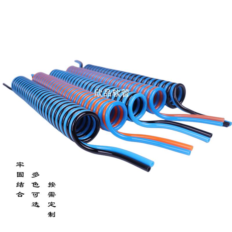 TPU双排弹簧气管聚氨酯并排双色耐磨4/6/8/10/12螺旋防爆高弹软管