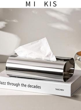 丹麦miks创意不锈钢纸巾盒纸收纳盒客厅档轻i奢风抽纸盒高ZJH008