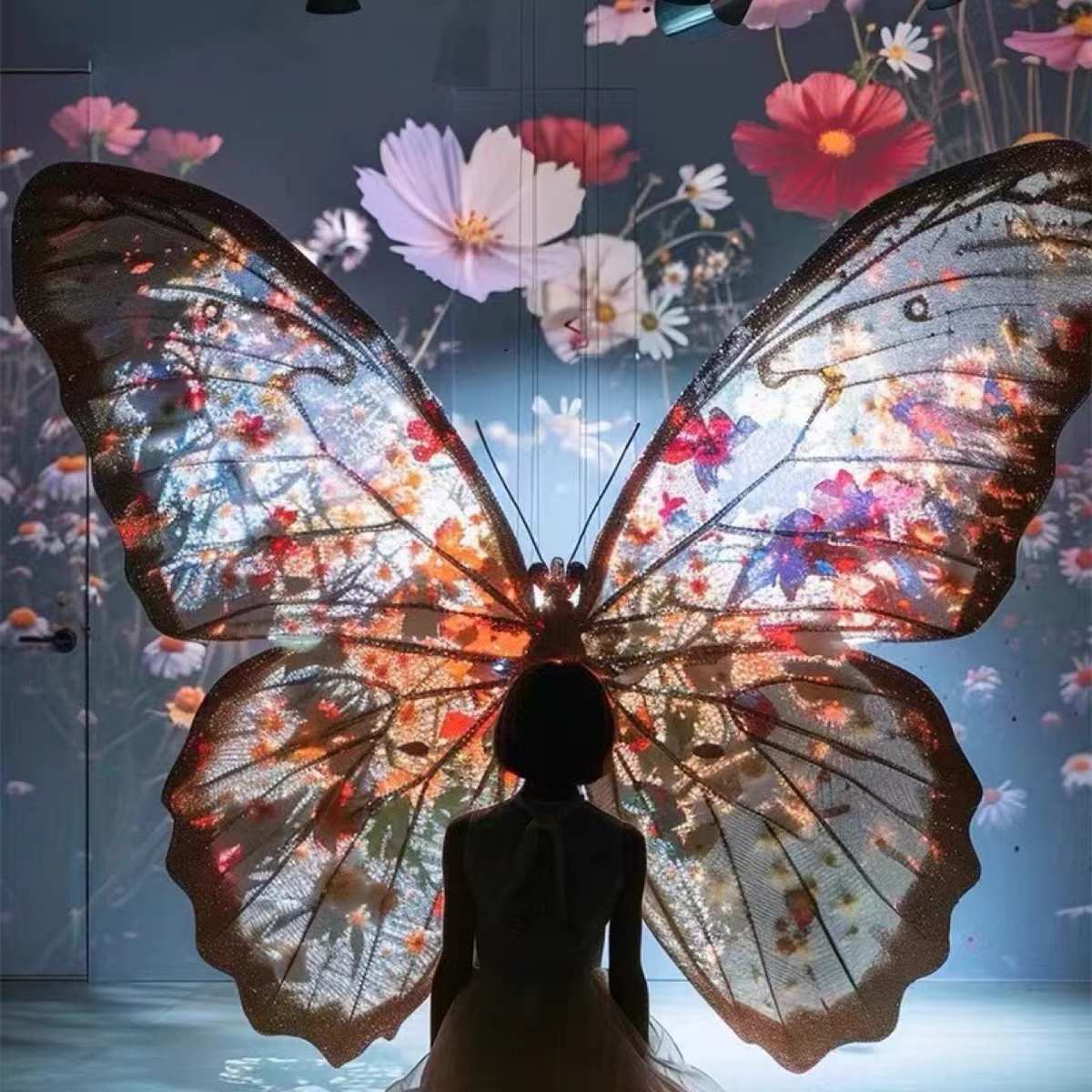 巨型蝴蝶立体美陈装饰服装店商场大型彩色diy仿真花蝴蝶路引摆件