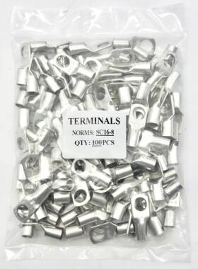 紫铜SC窥口铜鼻子镀锡冷压接线端子6/10/16/25/35/50/70-8铜线耳