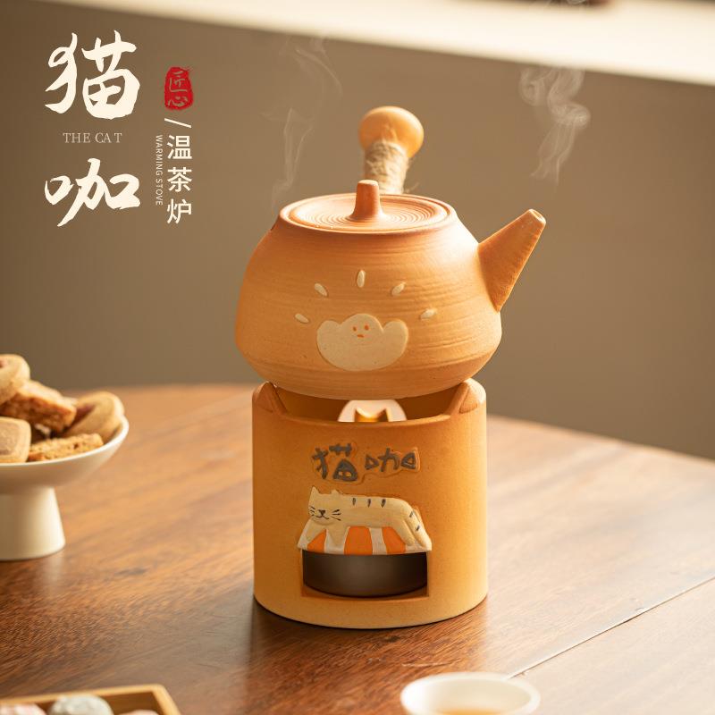 日式温茶炉小火炉可干烧大容量茶壶家用户外酒精炉大号温茶煮茶炉
