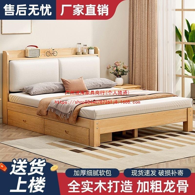 实木床现10073212户代简约全5实木1.出2米1.米单人床家用双人床小图片