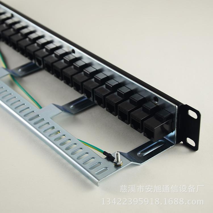 六类直通式24口配线架 RJ45水晶头直插 带后理线托架