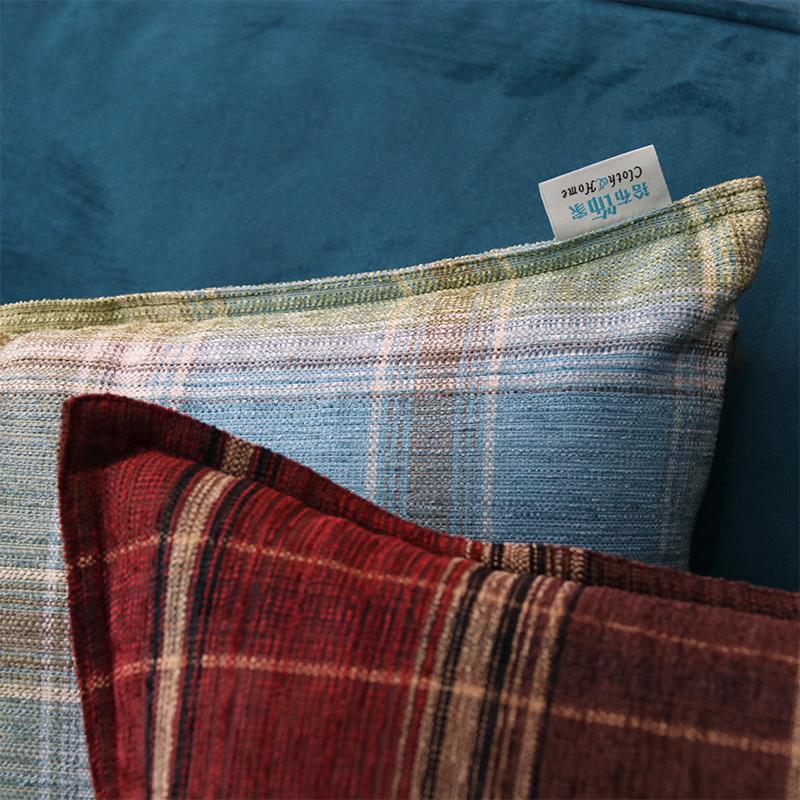 乡村美式客厅沙发抱枕枕套床头腰枕靠垫英伦复古格子卧室床上新品