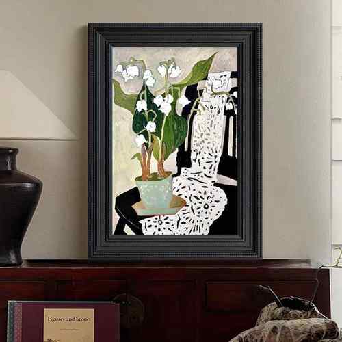 铃兰A188vJ8S马蒂斯花静物客厅卧室面装饰挂法画式黑白色花卉玄关
