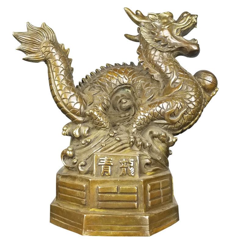 黄铜藏道四神兽青龙白虎朱雀玄武摆件客厅玄关上古四方位神兽雕塑