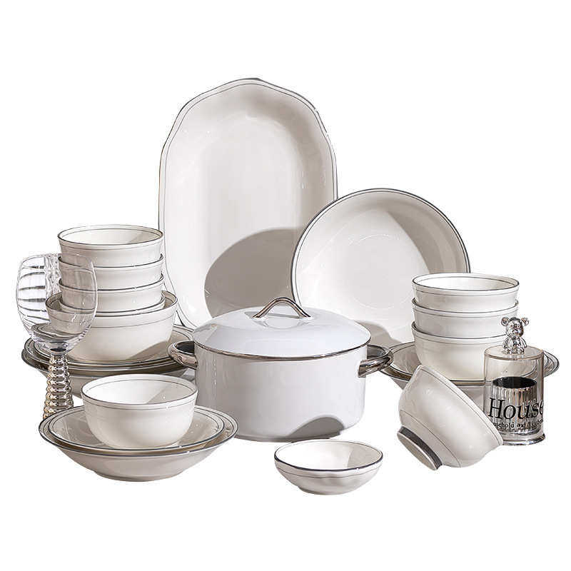 陶瓷餐具套装北欧简约家用碗饭碗盘子组合碗筷全套乔迁碗碟餐具,餐饮具,盘,淘宝优惠券,粉丝福利购,淘宝优惠卷