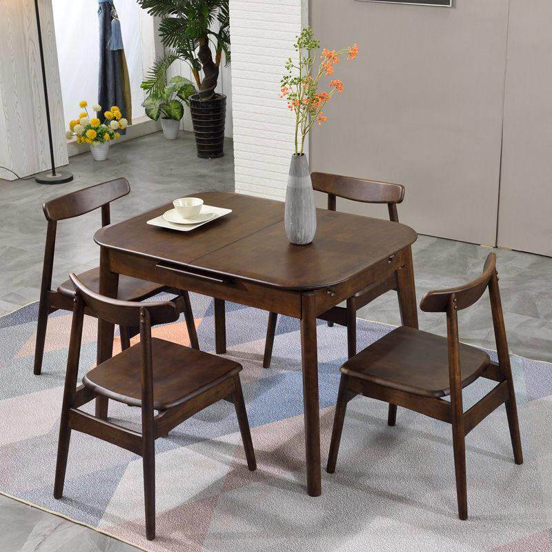 北欧全实木可伸缩餐桌折叠小户型现代简约家用客厅长方形吃饭桌子