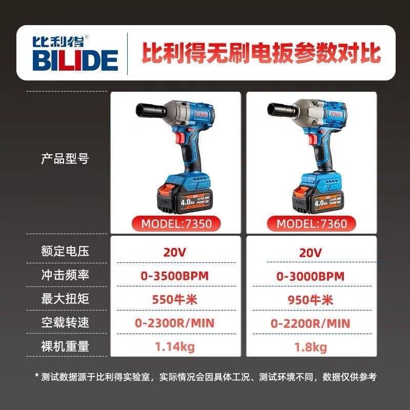 比利得无刷电动扳手锂电扳手大扭力冲击重型汽修套筒风炮73507360