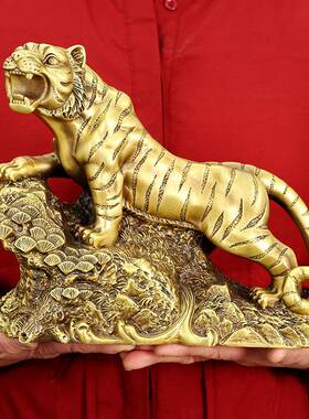 直销新款纯铜上山虎摆件 十二生肖 虎啸山河办公室收银台金属工艺