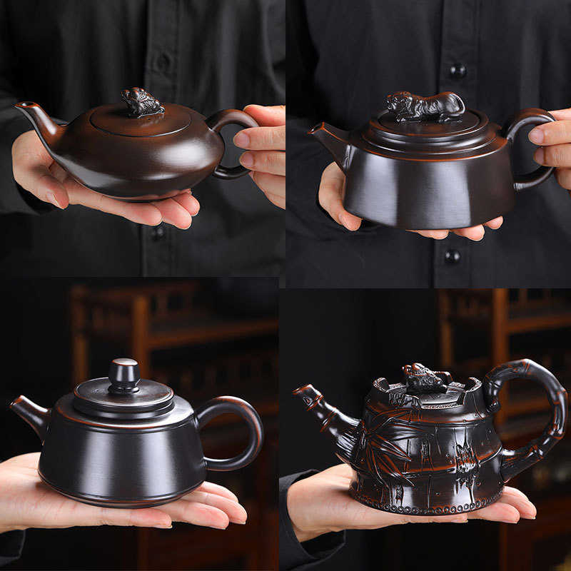 原矿建水紫陶手工雕刻紫砂壶凤鸣壶功夫茶具中式泡茶壶云南茶壶批