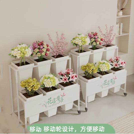 摆摊带牌子可移动花架多层醒花鲜花展示架铁艺多层鲜花架婚庆架子