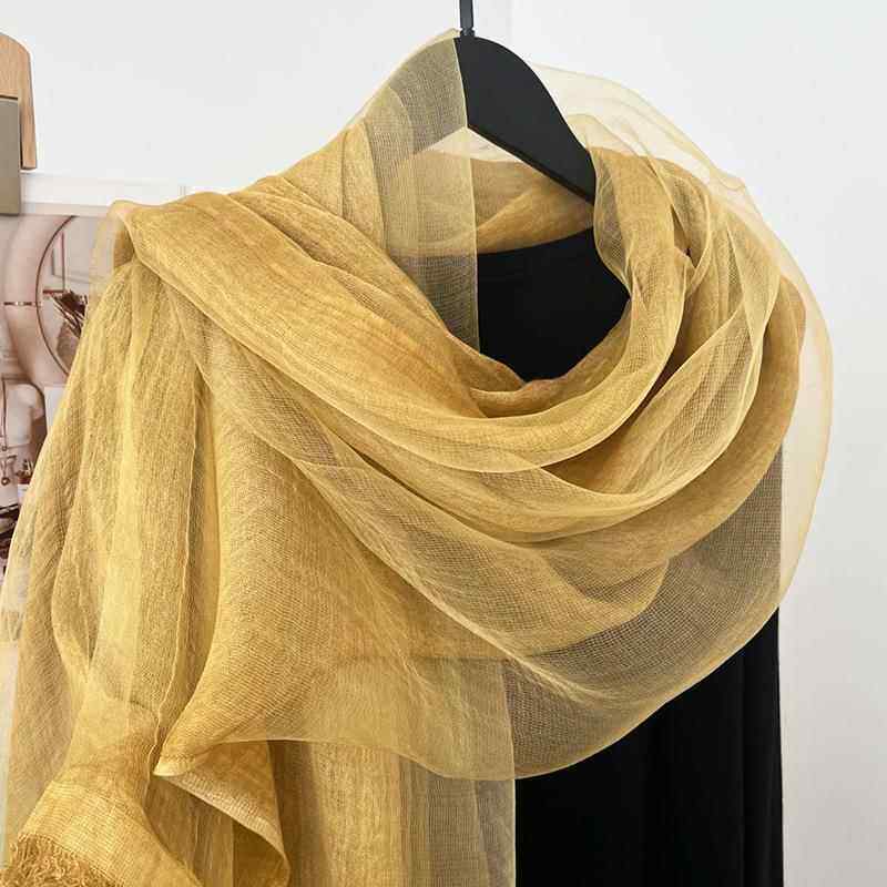 飘逸舒适感~桑蚕丝薄款围巾防晒旅游披肩两用女春秋纱巾时尚丝巾