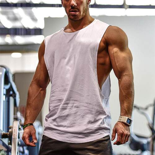 Fitness vest men's sports and bodybuilding side wide slit