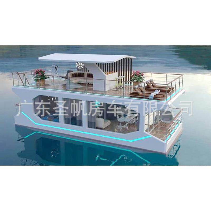 海景房别墅民宿木屋水上旅游观光游览客船商务接待餐饮船屋
