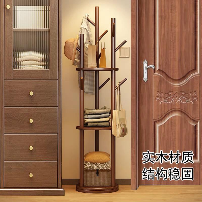 实置木挂衣架旋衣帽架转落地卧室用入厂家直供户客厅挂包架立家式