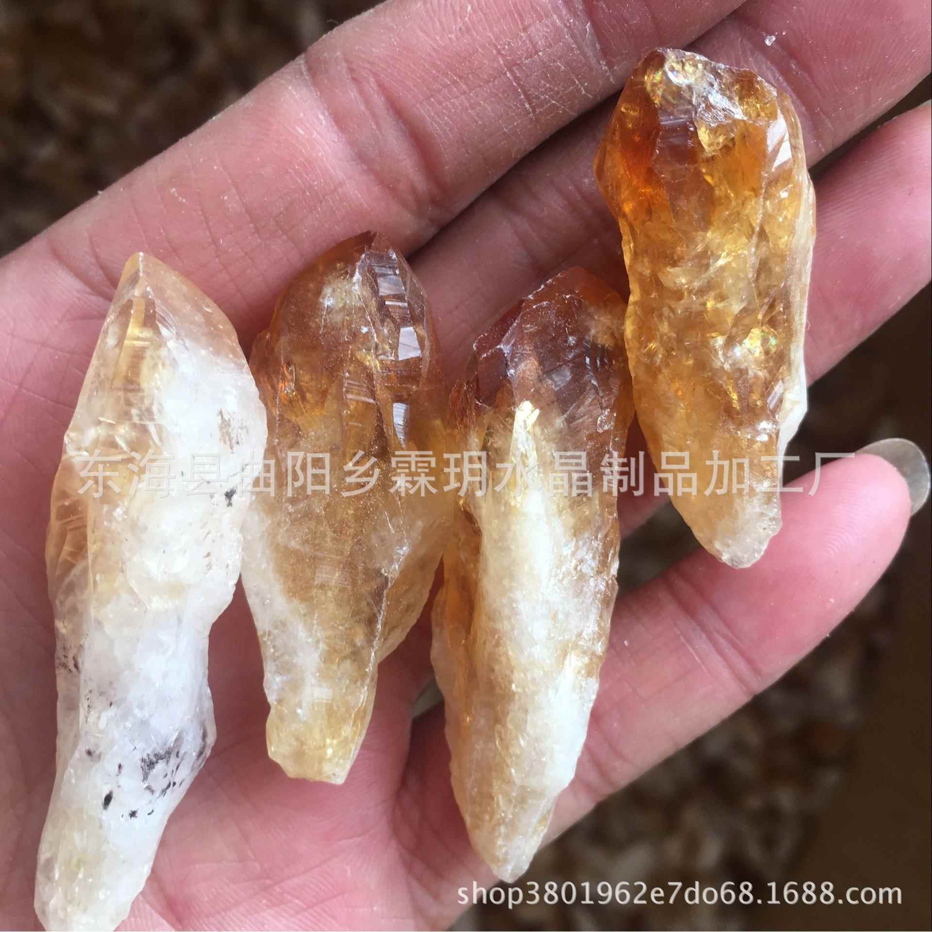 天然巴西黄水晶花小钻头原石 可装潢 可加工 一手货源