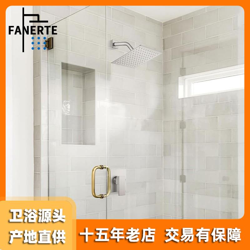 新款直销入墙式淋浴暗装花洒全铜主体美式嵌入式浴室增压顶喷黑色