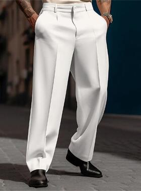 Men's formal dress with slanted pockets, straight tube,