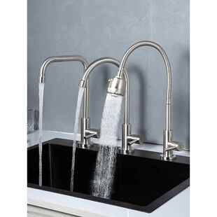 304不锈钢厨房水龙头单冷家用防飞溅水槽洗菜盆万向旋转洗碗池