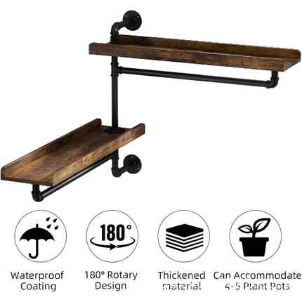 木质墙壁旋转浮动搁板架花厂窗户植J00321架2层家居装农饰物盆架