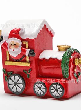 诞日桌面场景布置MJ558装饰品摆件圣诞老圣人雪人节晶音乐盒火车