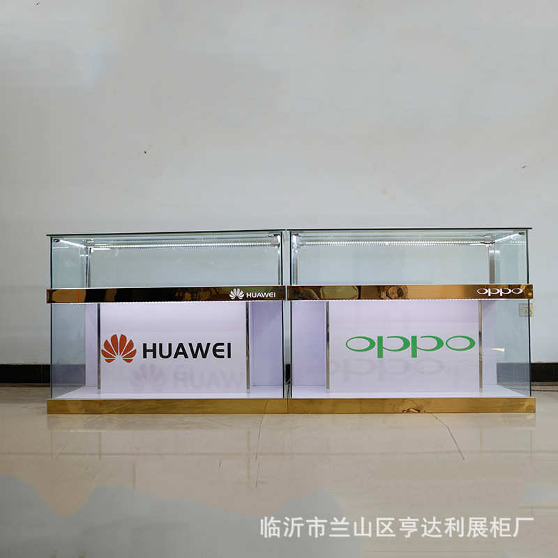 白银展示柜 展示架设计样品展柜 木质玻璃手机柜台展示柜