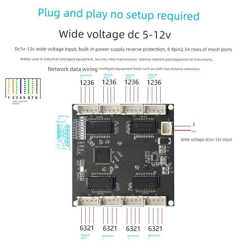 内置工业级8口百兆排座交换机模块低功耗以太网扩展输出小型主板,网络设备/网络相关,交换机,淘宝优惠券,粉丝福利购,淘宝优惠卷