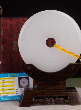 正品天然玉品石羊脂色工白玉平安扣臻纯玉白璧美家客厅玄关装饰艺