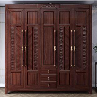 乌金木实木衣柜新中式 卧室简约四门五门大容量衣橱高2.4m 2026新款
