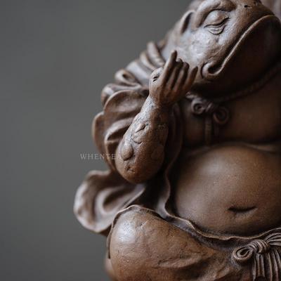 正品闻说|紫砂茶宠禅黄修吉手祥金蟾仙人 纯工龙老段泥仿古工艺摆