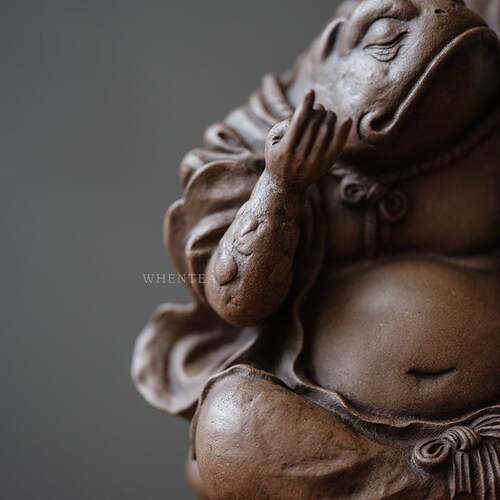 正品闻说|紫砂茶宠禅黄修吉手祥金蟾仙人 纯工龙老段泥仿古工艺摆