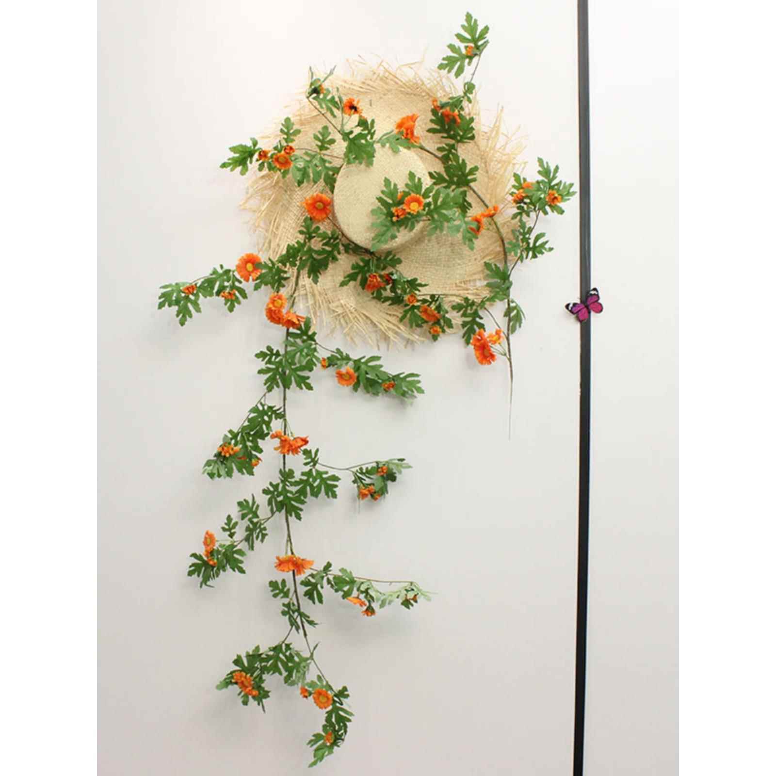 仿真雏菊假花藤客厅墙面电表遮挡空调管道藤蔓缠绕草帽装饰挂花饰
