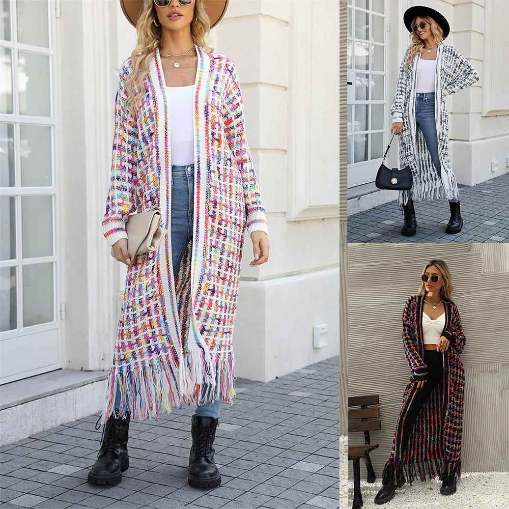 wool sweater coat women loose outerwear long hand made