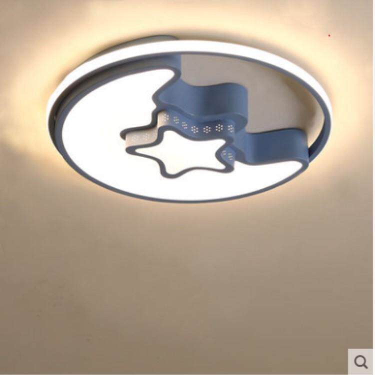 可爱公主房间灯儿童房灯简约现代卧室灯可爱测发光星月吸顶灯