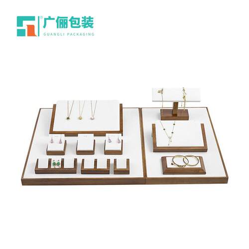 高ZLJ档木质首饰展道具戒项链展示托指盘珠宝店柜台饰品展示架陈