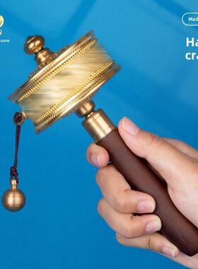 藏式转动轮手摇转金桶文殊绿度母金转筒西藏手持转金简藏族摆件