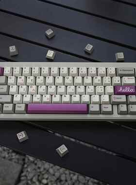 复古紫色希腊文147键机械键盘键帽PBT热升华客制化樱桃原厂高度