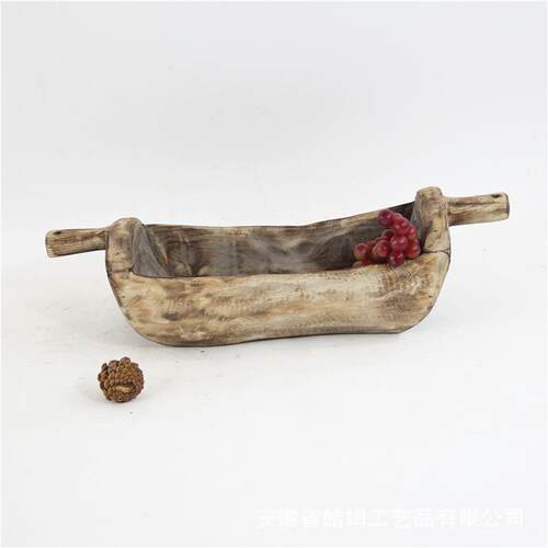 厂家售手工制木质盆绿植多肉作花托盘果盘田CF18536园家居装饰销