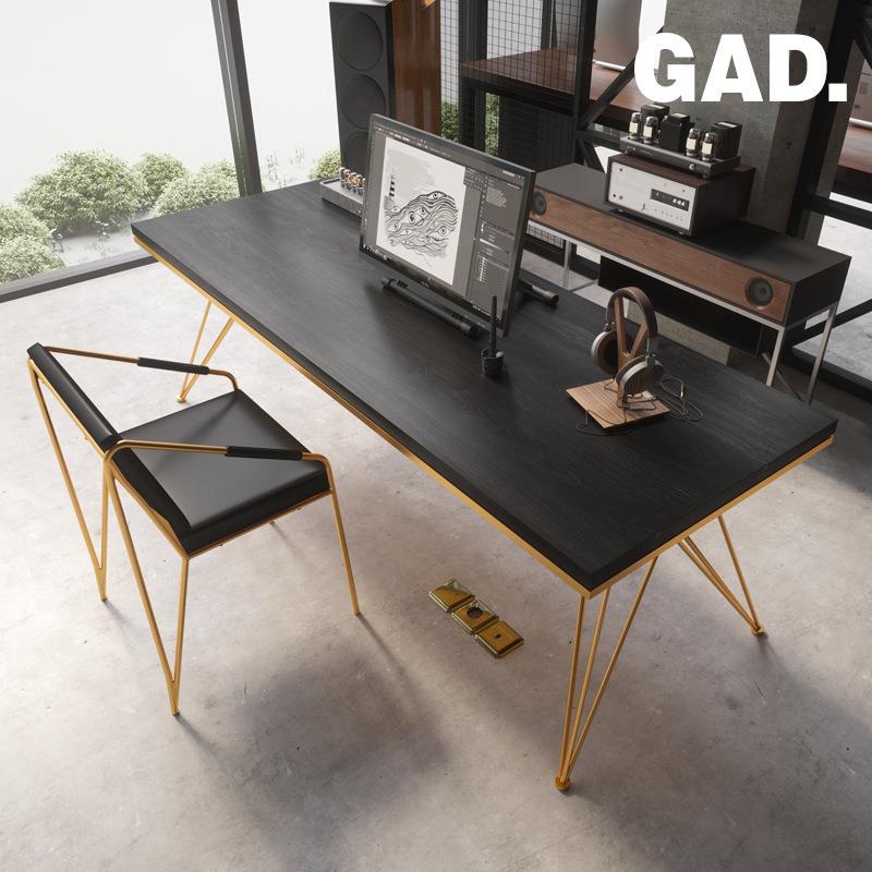 GAD 黑金办公桌简约现代实木大会议桌子长桌职员办公桌组合桌椅