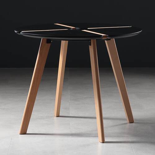 家具白色圆桌实木餐桌黑色洽谈桌椅组合展会谈判接待会客桌子