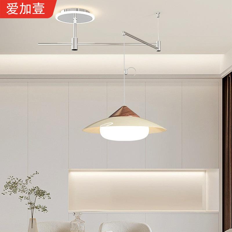全光谱餐厅吊线灯中古奶油风创意渔夫帽摇臂饭厅灯民宿护眼吧台灯