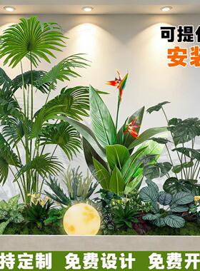 彷真绿色植物造景室内外景观组合橱窗大型商场装饰彷生假花树热带