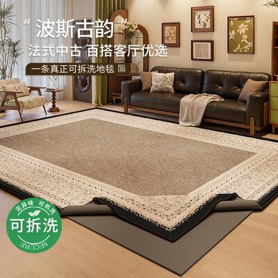 可拆洗地毯法式中古复古波斯免洗可擦双层可拆卸机洗沙发卧室地垫