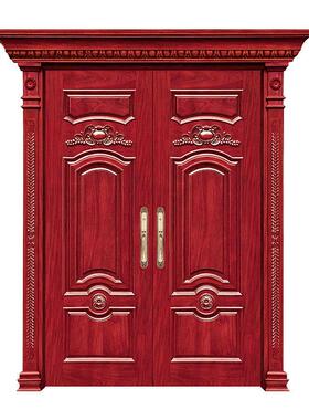 中仿古实木大门农村庭院开别复古大门老式榆木814双大门原木进户