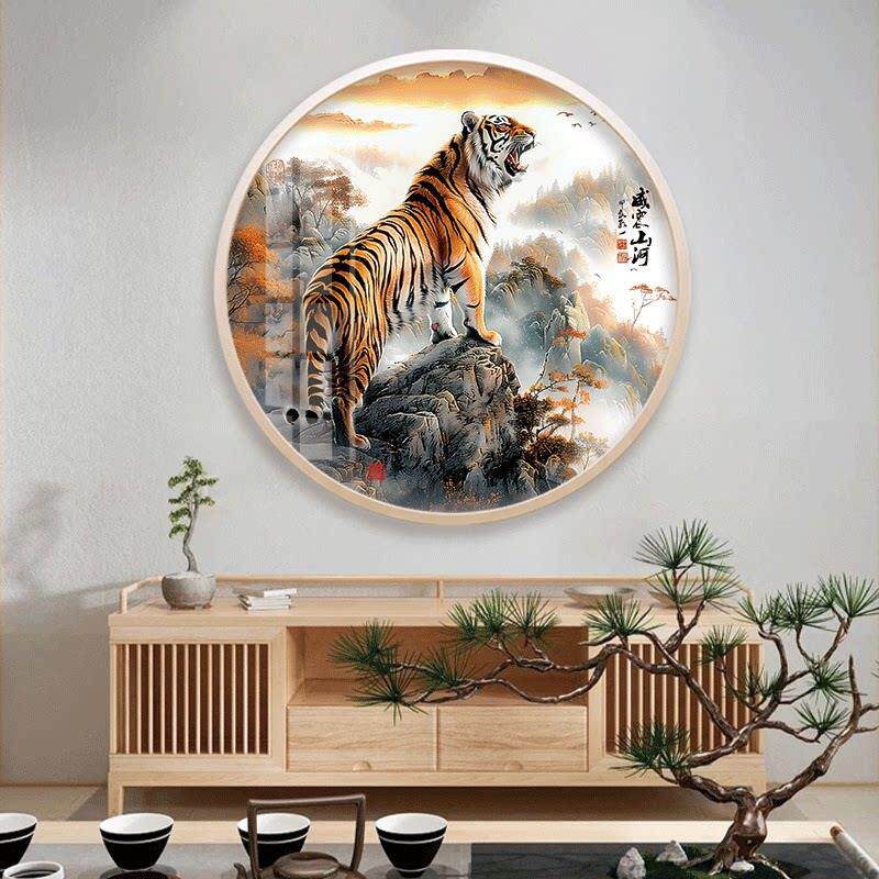 老虎画，猛虎下山，客厅，别墅装饰画，招财大厅，老虎，风水挂画