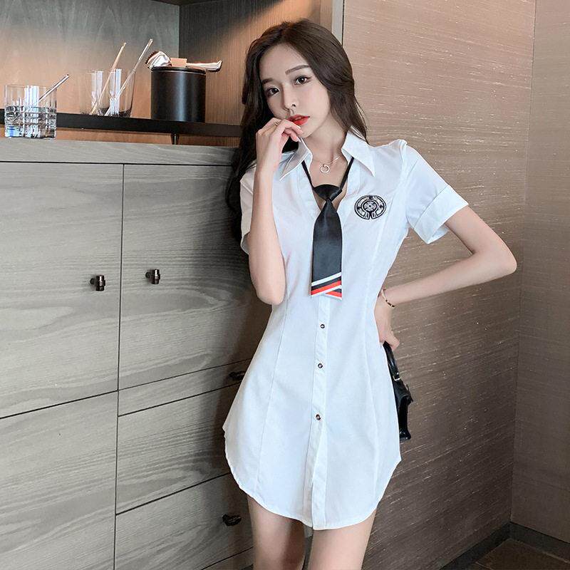 新夜总会女性性感浴工作服修身足浴连衣裙按摩足疗技师工作服衬衫
