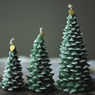 手工无烟香薰圣诞树蜡烛新年节日礼品礼物棕榈蜡造型摆件绿色